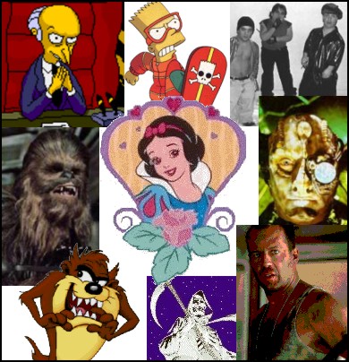 Chewbacca, Midgets, Tasmanian Devil, Bart Simpson, Grim Reaper, John McClane, C. Montgomery Burns, Borg
