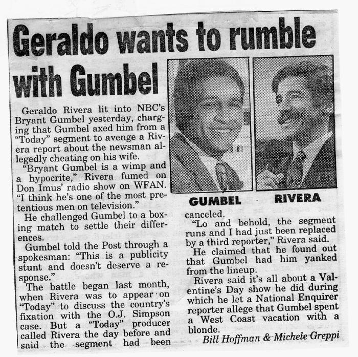 Bryant Gumbel vs. Geraldo Rivera (1996)